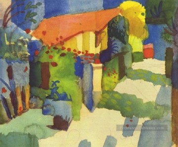August Macke œuvres - Maison Dans Le Jardin August Macke